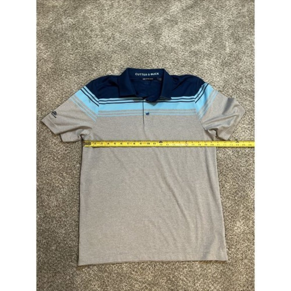 Cutter & Buck Men's Short Sleeve 3 Button Alki Valiant Stripe Golf Polo Size M - Picture 5 of 8